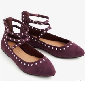 Torrid Dark Purple Studded Ankle Strap Flats | Size 11.5